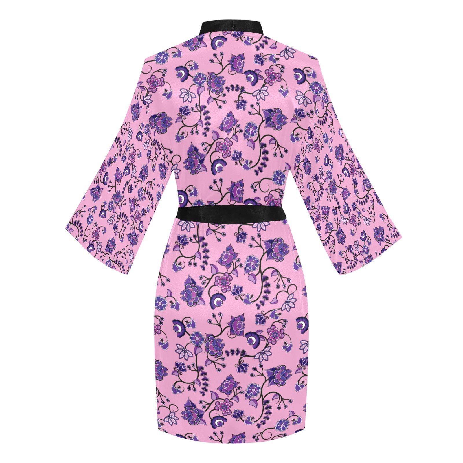 Purple Floral Amour Long Sleeve Kimono Robe Long Sleeve Kimono Robe e-joyer 