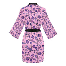 Load image into Gallery viewer, Purple Floral Amour Long Sleeve Kimono Robe Long Sleeve Kimono Robe e-joyer 
