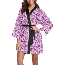 Load image into Gallery viewer, Purple Floral Amour Long Sleeve Kimono Robe Long Sleeve Kimono Robe e-joyer 
