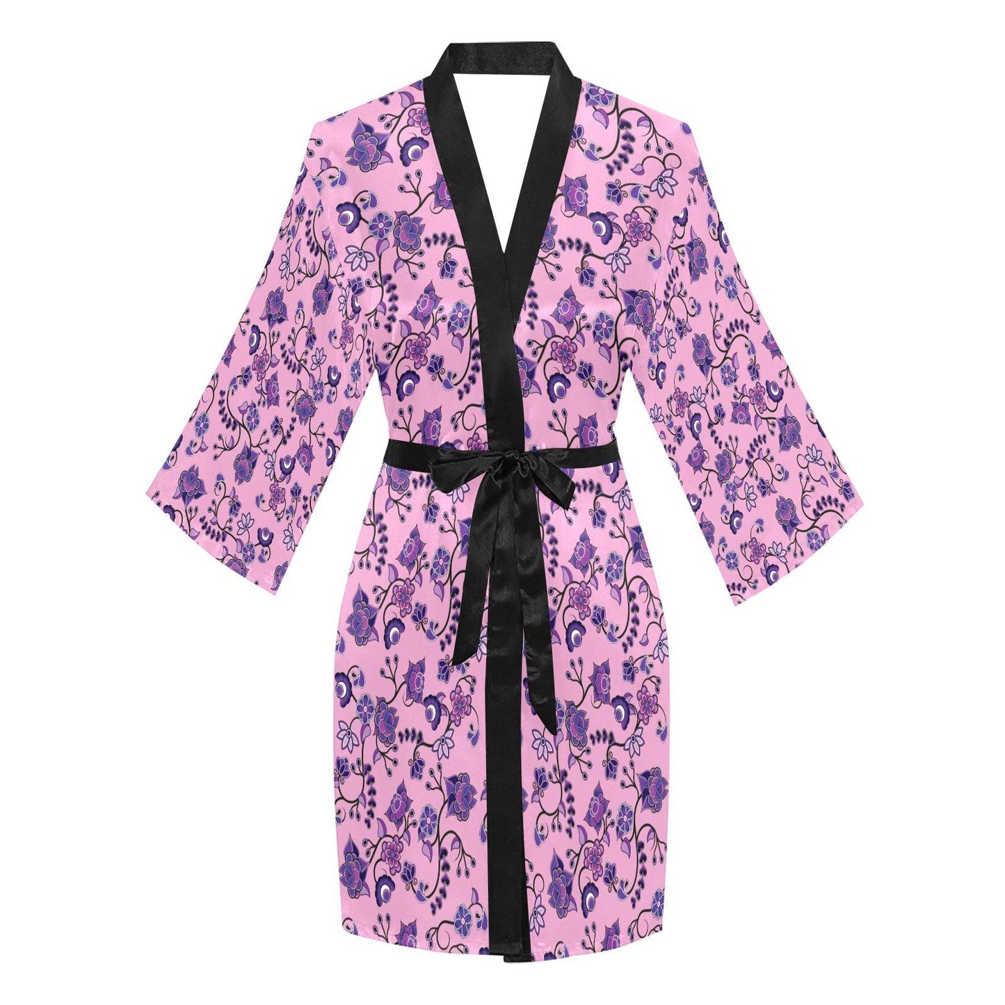 Purple Floral Amour Long Sleeve Kimono Robe Long Sleeve Kimono Robe e-joyer 