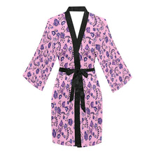 Load image into Gallery viewer, Purple Floral Amour Long Sleeve Kimono Robe Long Sleeve Kimono Robe e-joyer 
