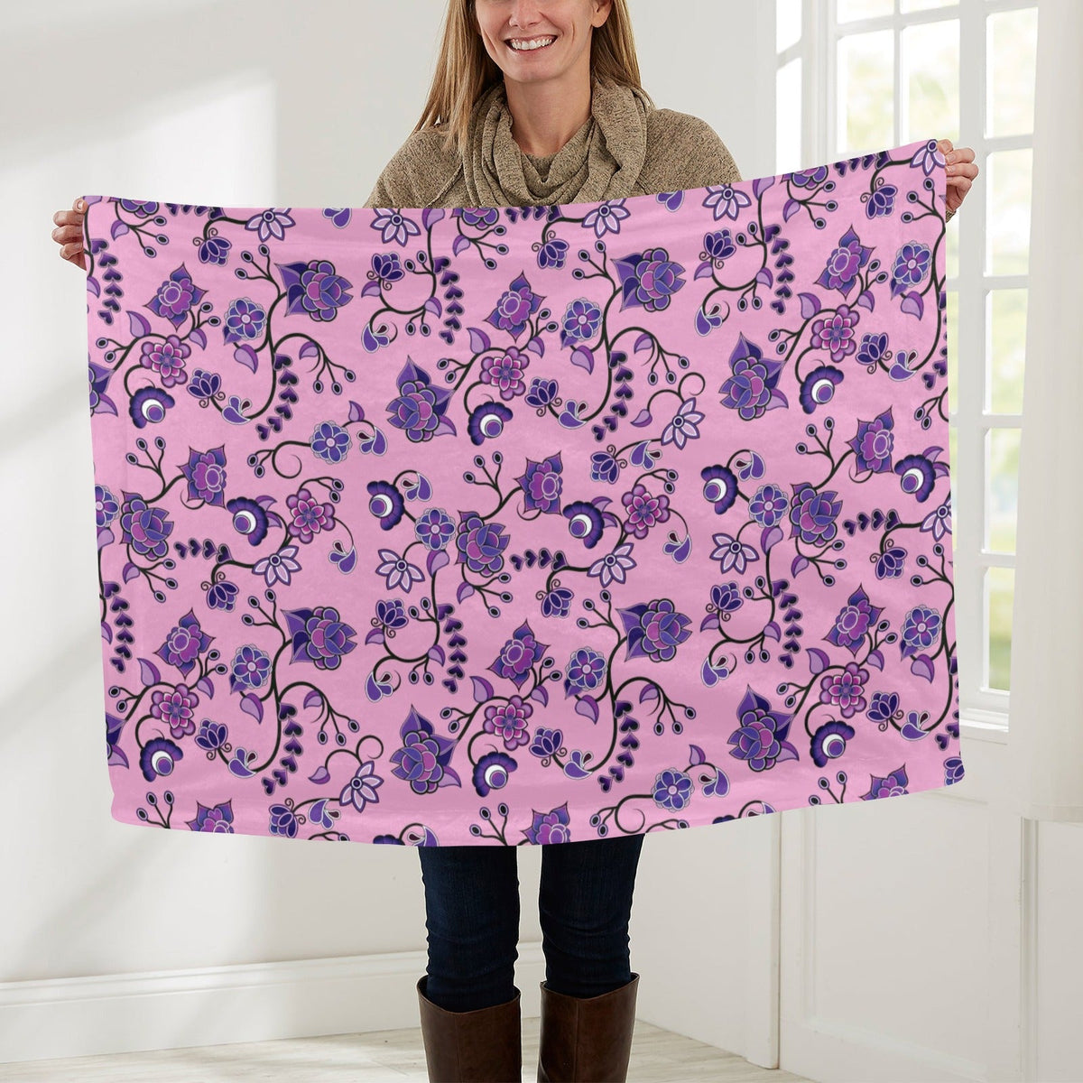 Purple Floral Amour Small Baby Blanket by 49 Dzine