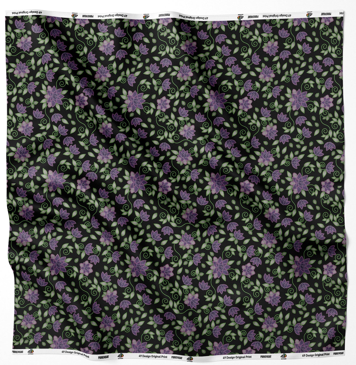 Purple Beaded Rose Fabric