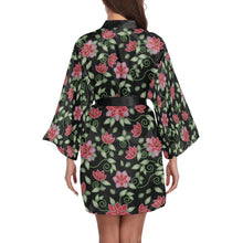 Load image into Gallery viewer, Red Beaded Rose Long Sleeve Kimono Robe Long Sleeve Kimono Robe e-joyer 
