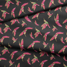 Load image into Gallery viewer, Red Swift Colourful Black Cotton Poplin Fabric By the Yard Fabric NBprintex 
