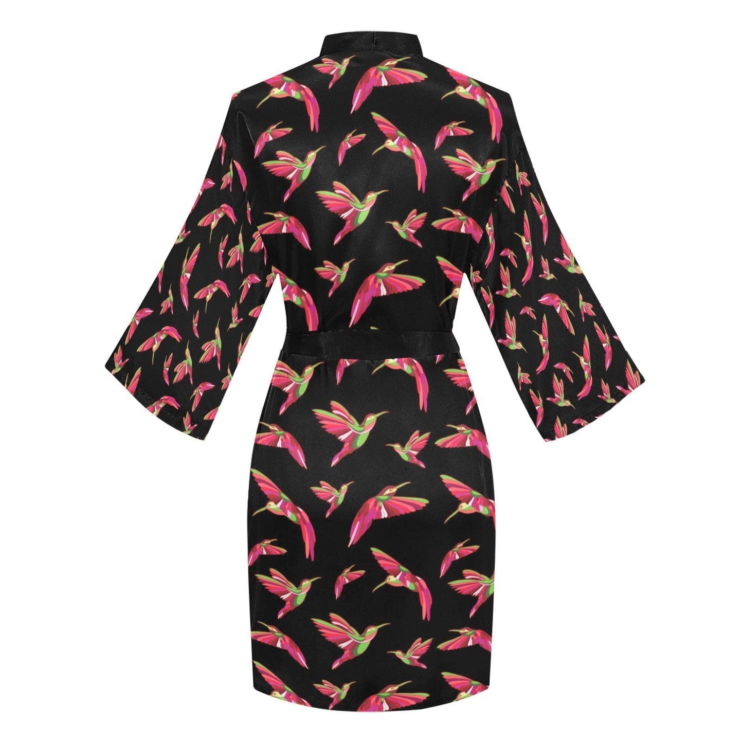 Red Swift Colourful Black Long Sleeve Kimono Robe Long Sleeve Kimono Robe e-joyer 