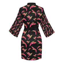 Load image into Gallery viewer, Red Swift Colourful Black Long Sleeve Kimono Robe Long Sleeve Kimono Robe e-joyer 
