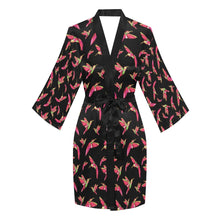 Load image into Gallery viewer, Red Swift Colourful Black Long Sleeve Kimono Robe Long Sleeve Kimono Robe e-joyer 
