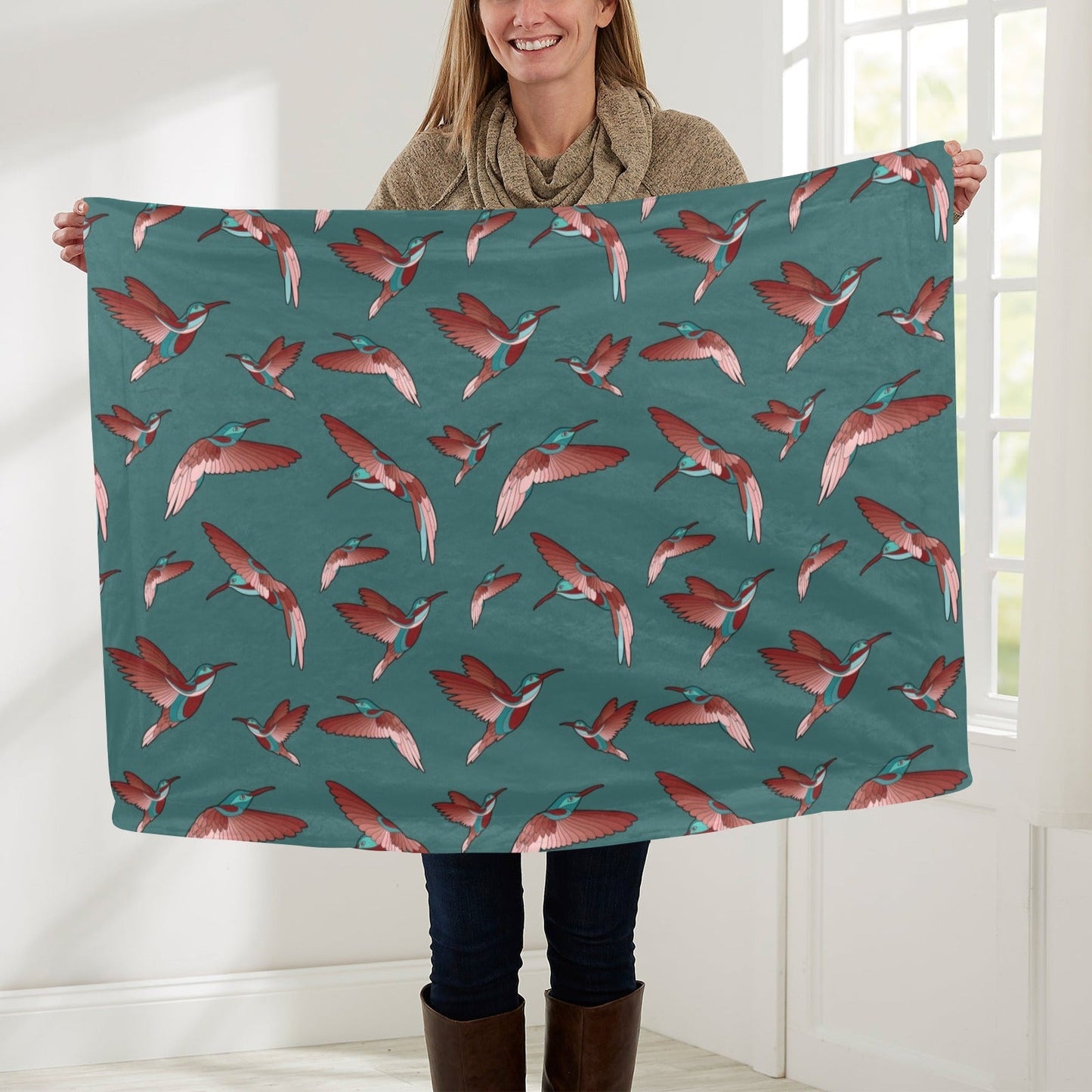 Red Swift Turquoise Baby Blanket 30"x40" Baby Blanket 30"x40" e-joyer 