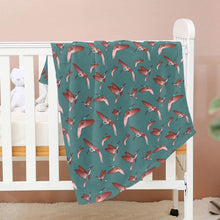 Load image into Gallery viewer, Red Swift Turquoise Baby Blanket 40&quot;x50&quot; Baby Blanket 40&quot;x50&quot; e-joyer 
