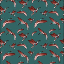 Load image into Gallery viewer, Red Swift Turquoise Cotton Poplin Fabric By the Yard Fabric NBprintex 
