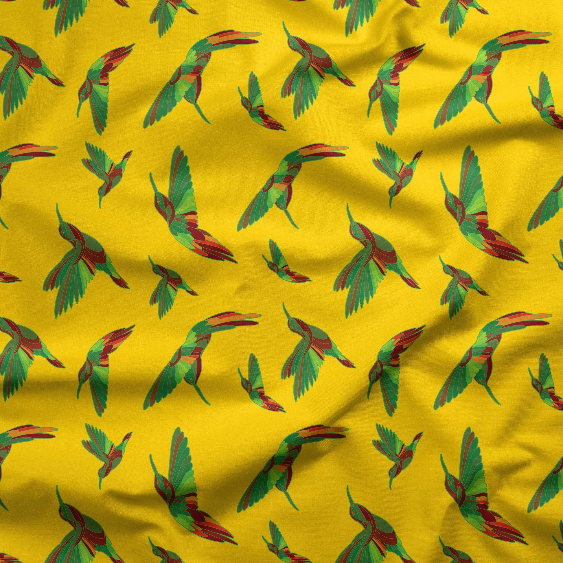 Red Swift Yellow Cotton Poplin Fabric By the Yard Fabric NBprintex 