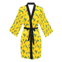 Load image into Gallery viewer, Red Swift Yellow Long Sleeve Kimono Robe Long Sleeve Kimono Robe e-joyer 
