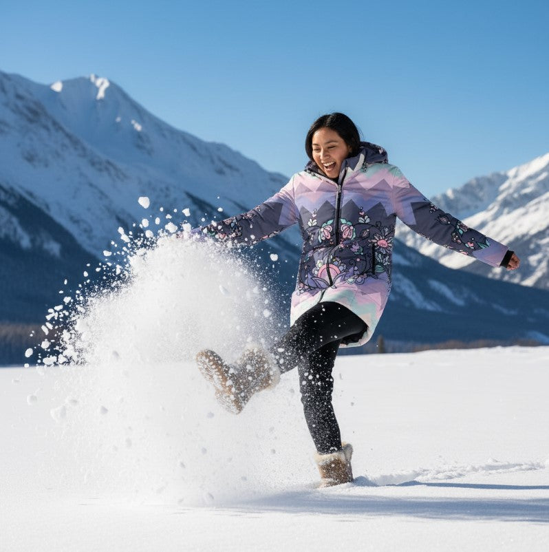 Silver Frostflower Women's Hooded Puffer Coat