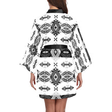 Load image into Gallery viewer, Sovereign Nation Black and White Long Sleeve Kimono Robe Long Sleeve Kimono Robe e-joyer 
