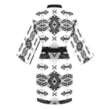 Load image into Gallery viewer, Sovereign Nation Black and White Long Sleeve Kimono Robe Long Sleeve Kimono Robe e-joyer 
