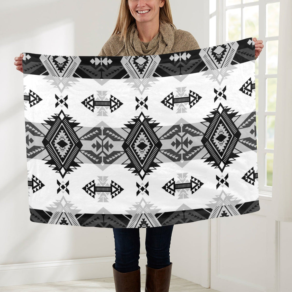 Sovereign Nation Black and White Small Baby Blanket by 49 Dzine