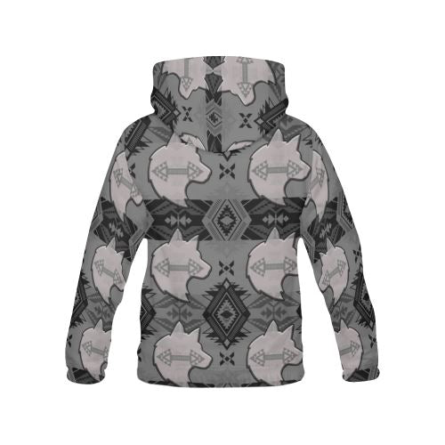 Soveriegn Gray with Wolf All Over Print Hoodie for Women (USA Size) (Model H13) All Over Print Hoodie for Women (H13) e-joyer 