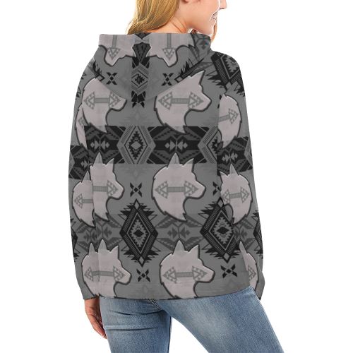 Soveriegn Gray with Wolf All Over Print Hoodie for Women (USA Size) (Model H13) All Over Print Hoodie for Women (H13) e-joyer 