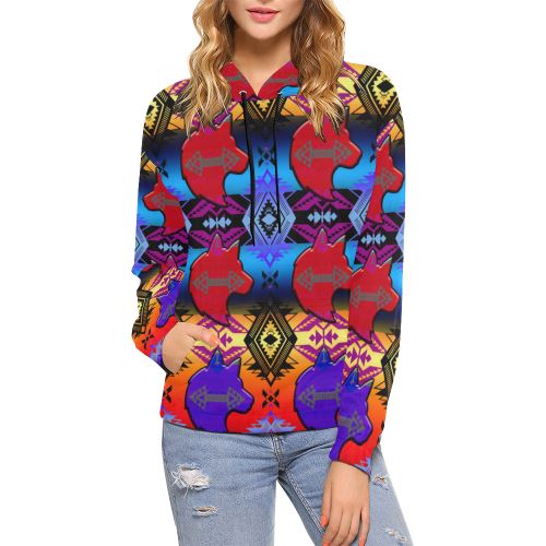 Soveriegn Nation Sunset with Wolf All Over Print Hoodie for Women (USA Size) (Model H13) All Over Print Hoodie for Women (H13) e-joyer 