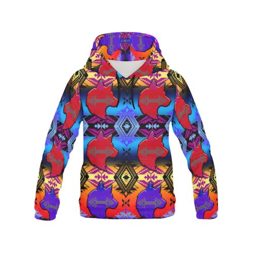 Soveriegn Nation Sunset with Wolf All Over Print Hoodie for Women (USA Size) (Model H13) All Over Print Hoodie for Women (H13) e-joyer 