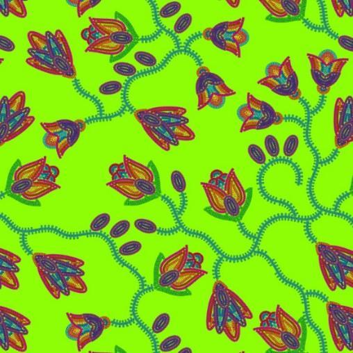 Spring Blossoms Neon Green Cotton Poplin Fabric By the Yard Fabric NBprintex 