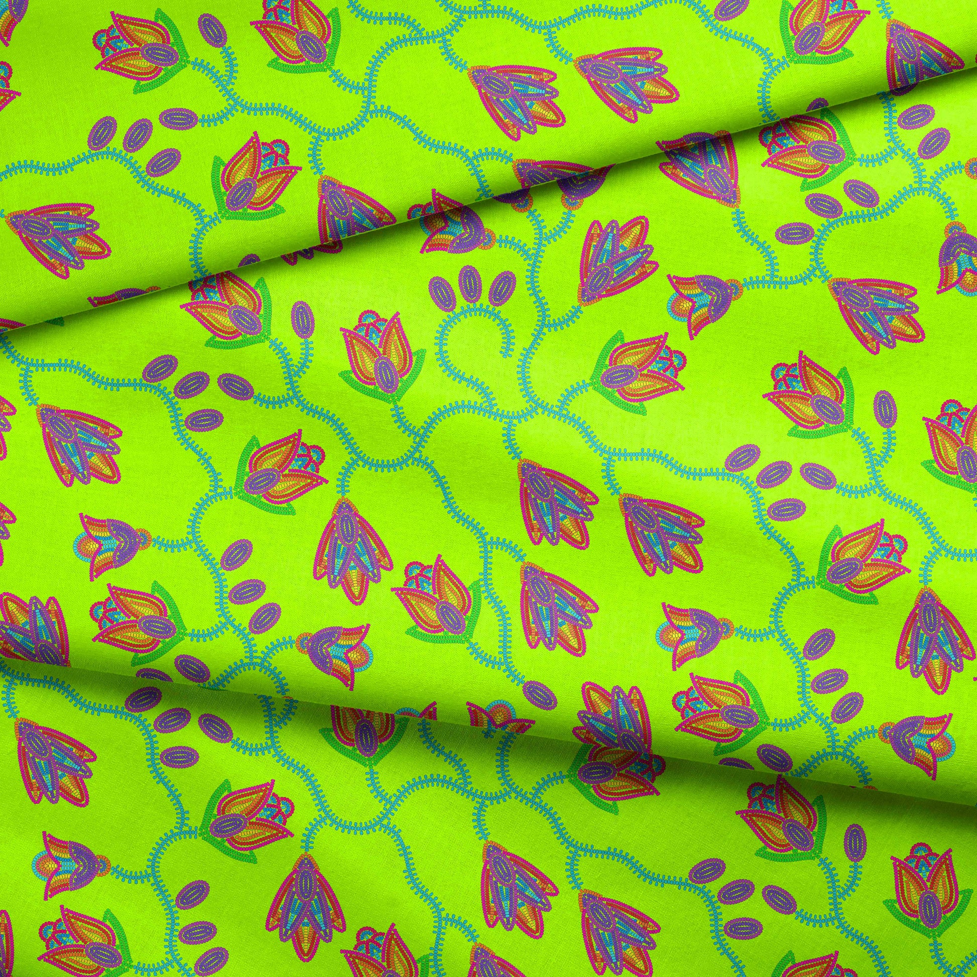 Spring Blossoms Neon Green Cotton Poplin Fabric By the Yard Fabric NBprintex 