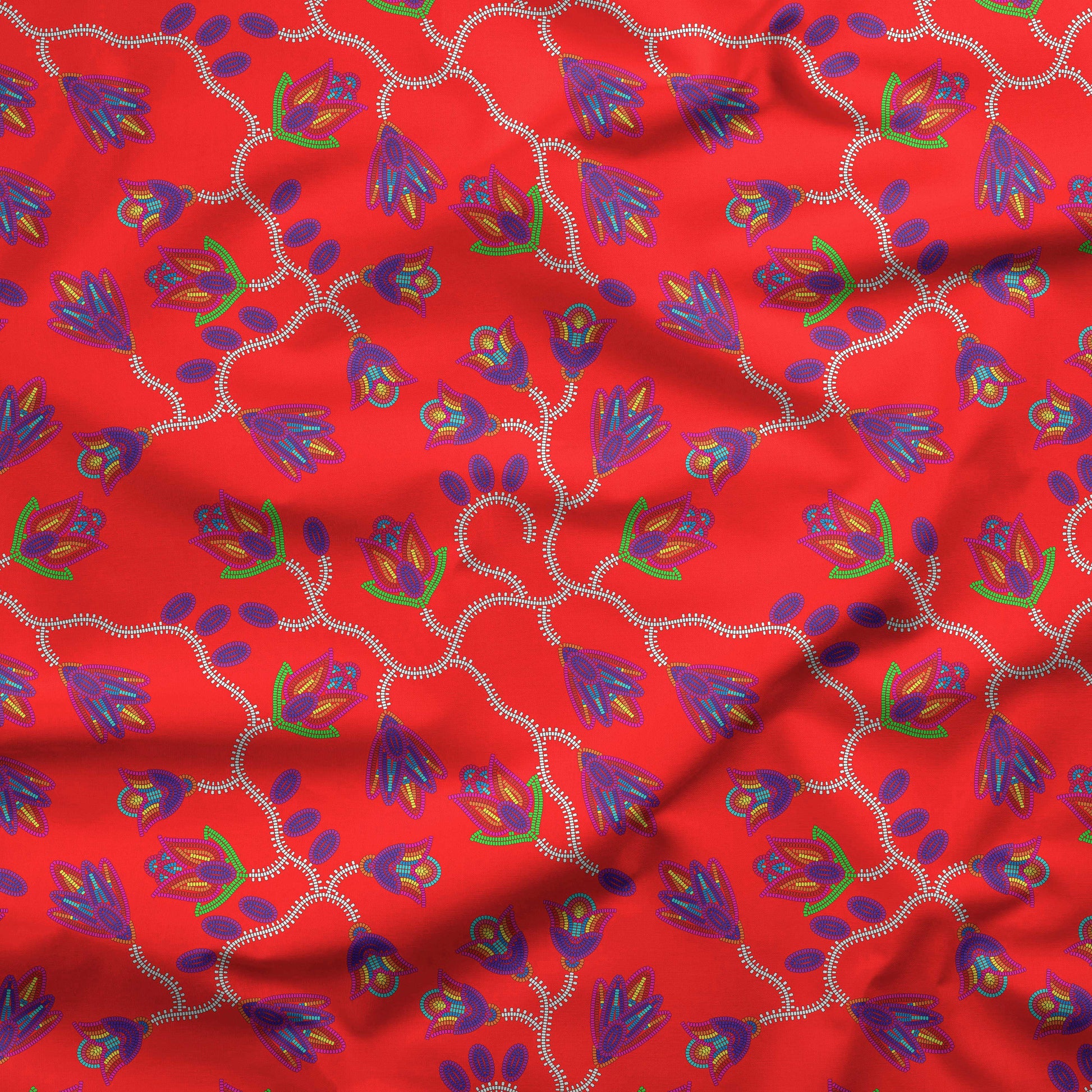 Spring Blossoms Red Cotton Poplin Fabric By the Yard Fabric NBprintex 