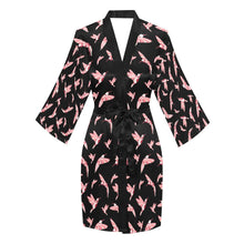 Load image into Gallery viewer, Strawberry Black Long Sleeve Kimono Robe Long Sleeve Kimono Robe e-joyer 
