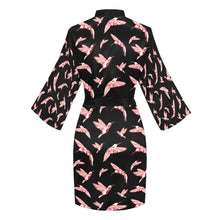 Load image into Gallery viewer, Strawberry Black Long Sleeve Kimono Robe Long Sleeve Kimono Robe e-joyer 
