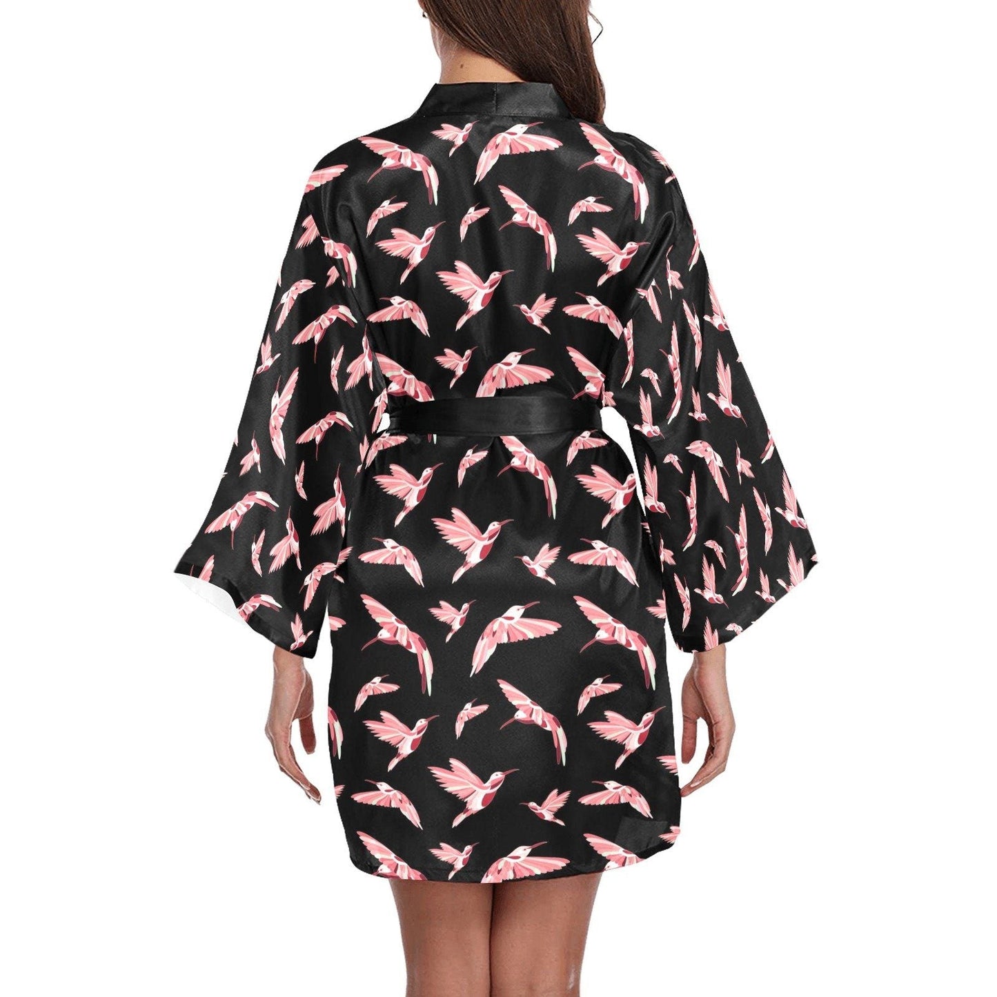 Strawberry Black Long Sleeve Kimono Robe Long Sleeve Kimono Robe e-joyer 