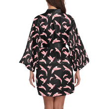 Load image into Gallery viewer, Strawberry Black Long Sleeve Kimono Robe Long Sleeve Kimono Robe e-joyer 
