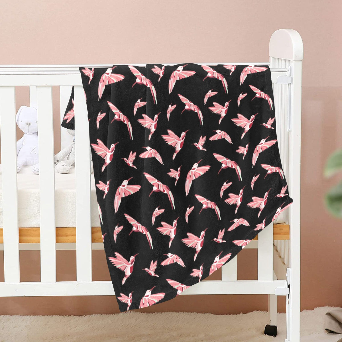 Strawberry Black Small Baby Blanket by 49 Dzine (image 2)