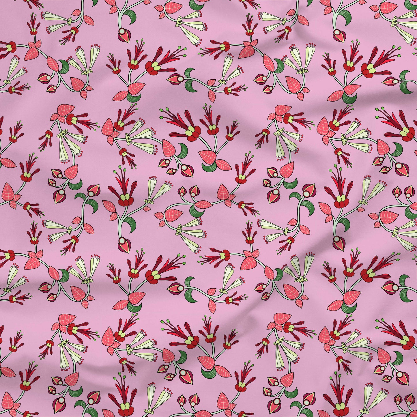 Strawberry Floral Cotton Poplin Fabric By the Yard Fabric NBprintex 