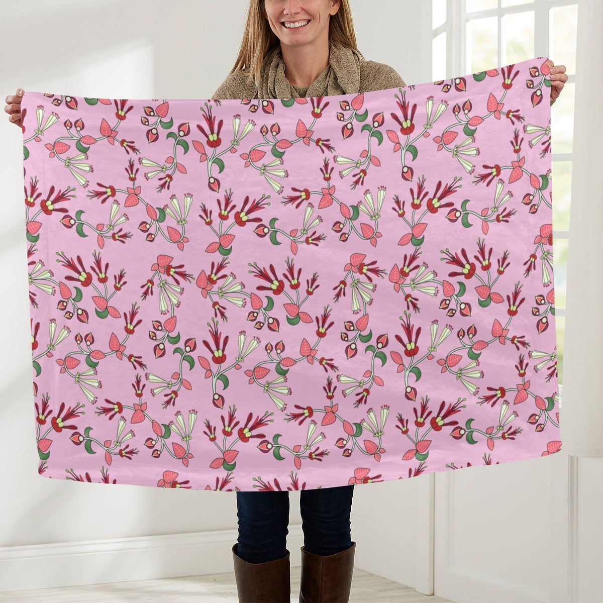 Strawberry Floral Large Baby Blanket by 49 Dzine