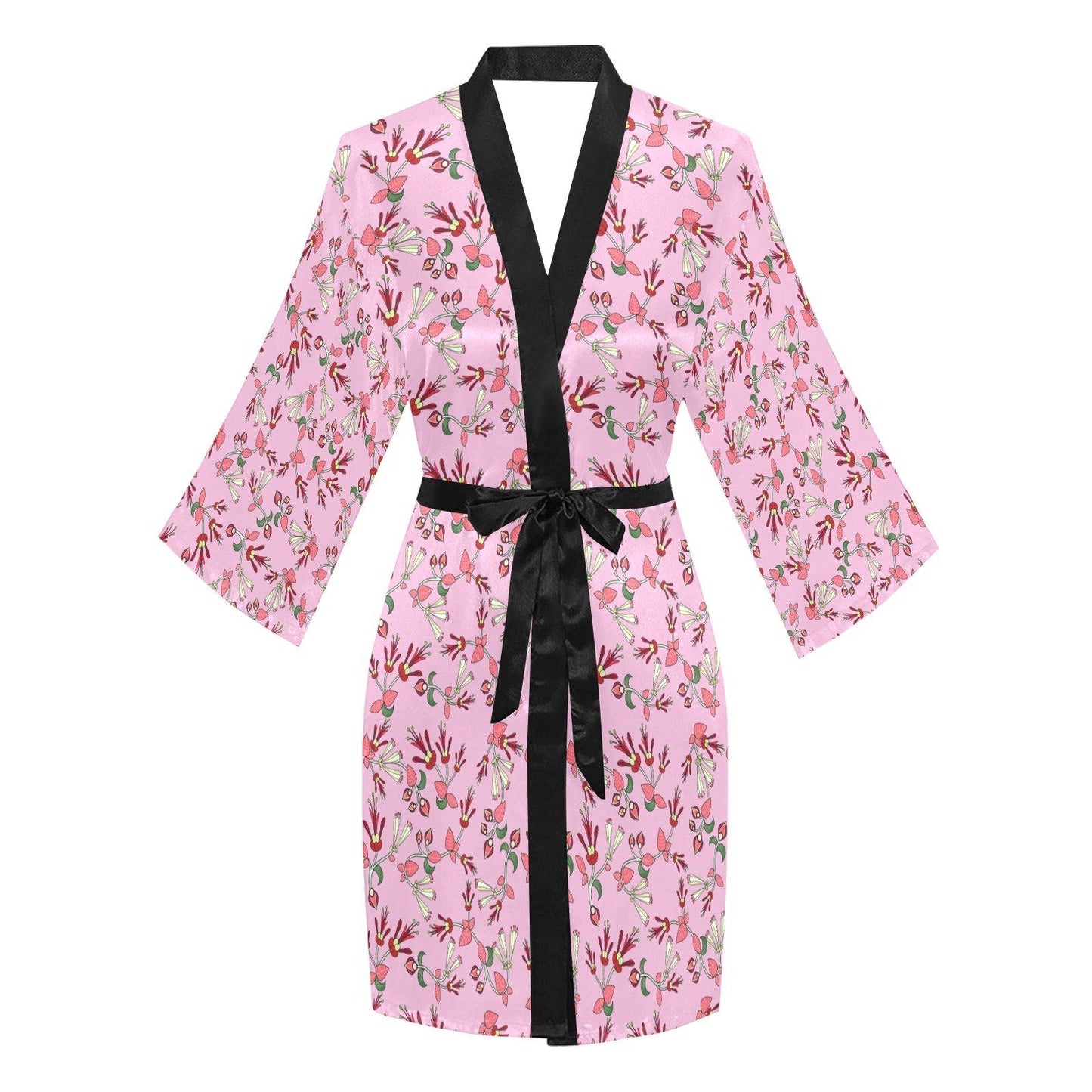 Strawberry Floral Long Sleeve Kimono Robe Long Sleeve Kimono Robe e-joyer 