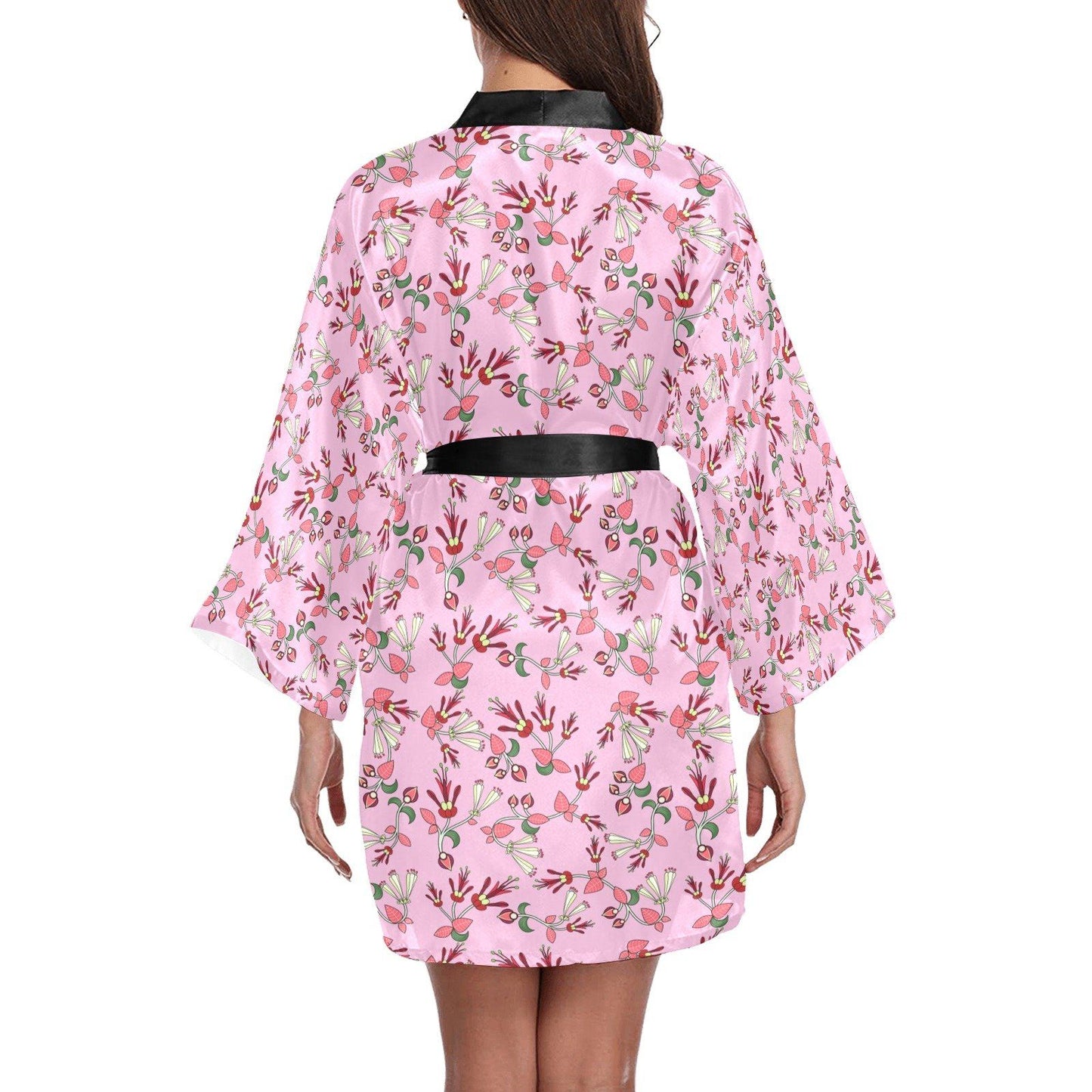 Strawberry Floral Long Sleeve Kimono Robe Long Sleeve Kimono Robe e-joyer 