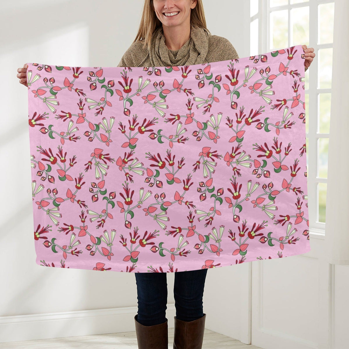 Strawberry Floral Small Baby Blanket by 49 Dzine