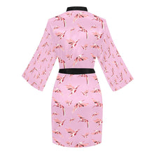 Load image into Gallery viewer, Strawberry Pink Long Sleeve Kimono Robe Long Sleeve Kimono Robe e-joyer 
