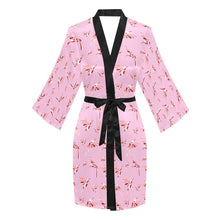 Load image into Gallery viewer, Strawberry Pink Long Sleeve Kimono Robe Long Sleeve Kimono Robe e-joyer 
