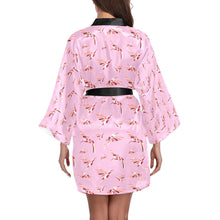 Load image into Gallery viewer, Strawberry Pink Long Sleeve Kimono Robe Long Sleeve Kimono Robe e-joyer 
