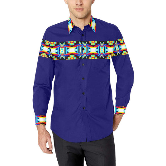 Blue Blanket Strip Casual Dress Shirt