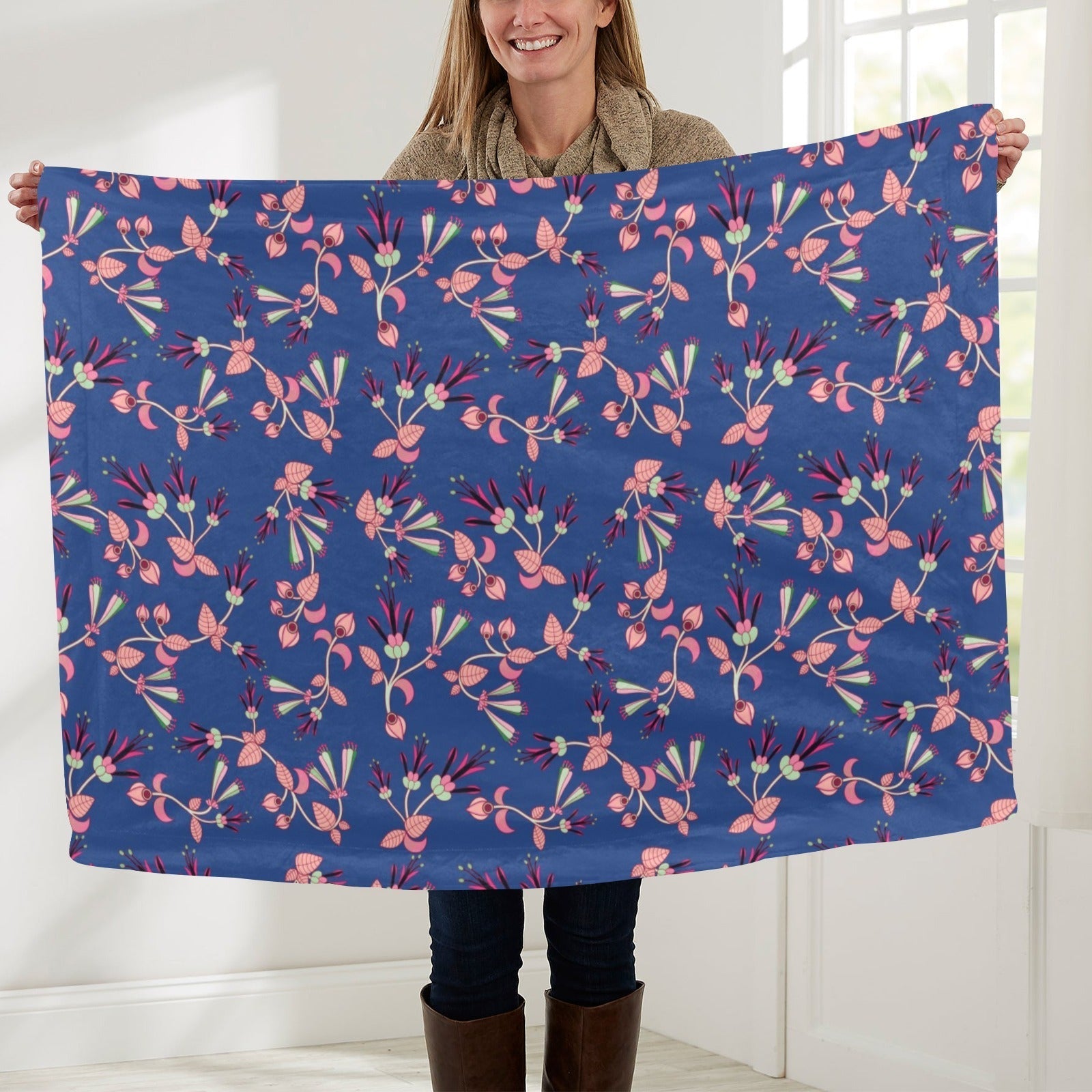 Swift Floral Peach Blue Baby Blanket 40"x50" Baby Blanket 40"x50" e-joyer 