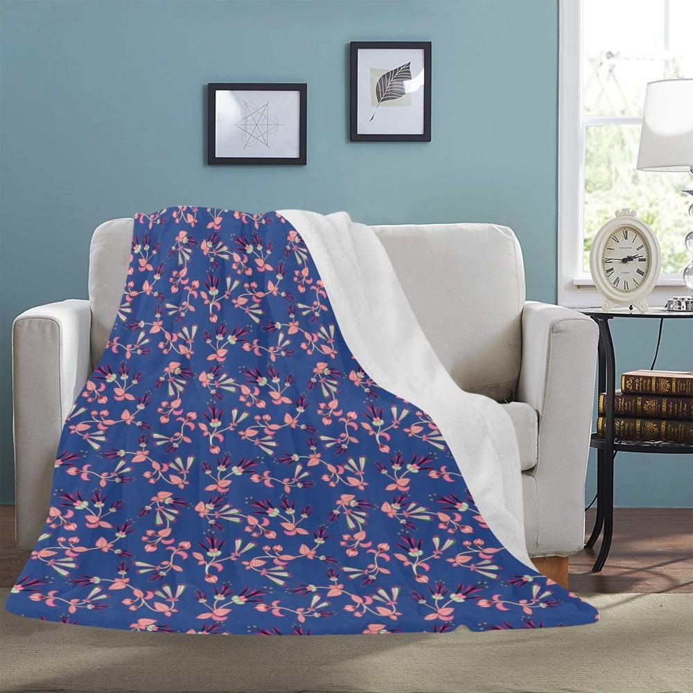 Swift Floral Peach Blue X-Large Micro Fleece Blanket by 49 Dzine (image 3)