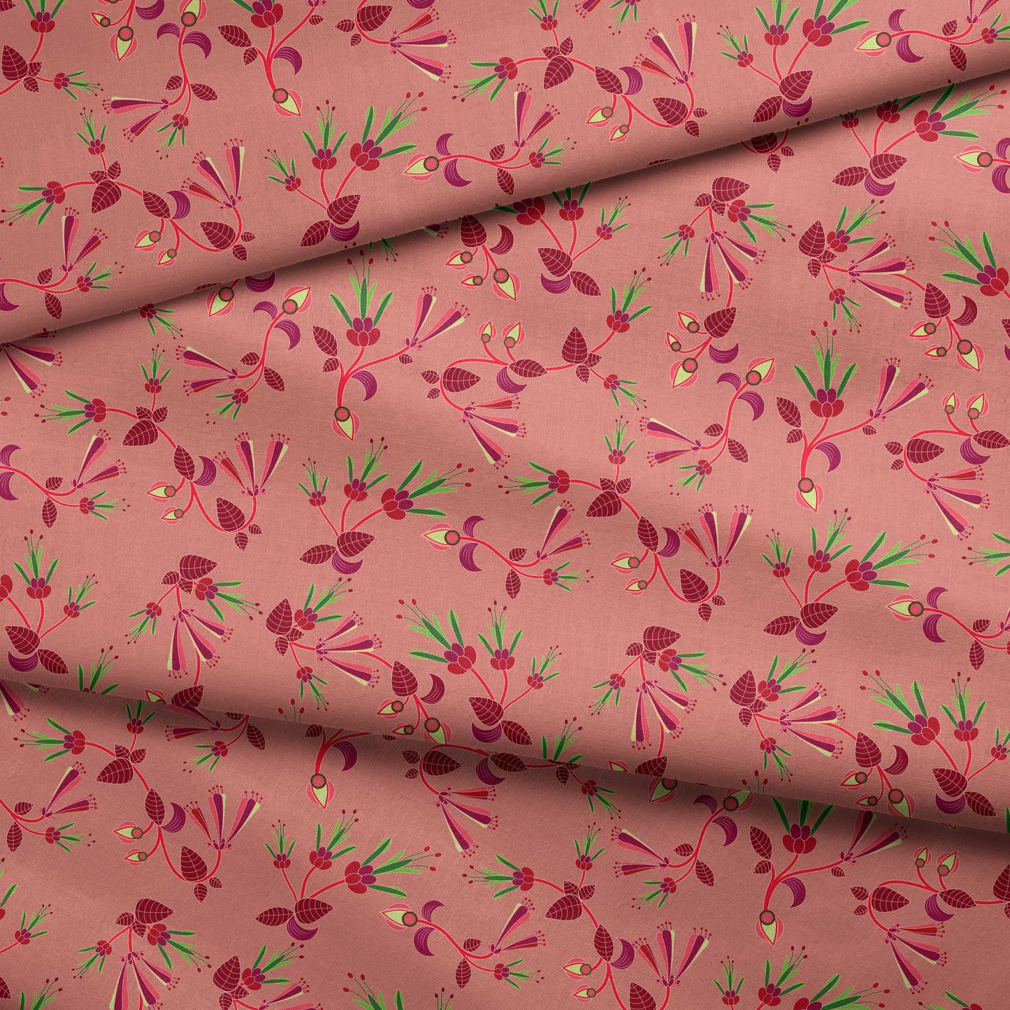 Swift Floral Peach Rouge Remix Cotton Poplin Fabric By the Yard Fabric NBprintex 