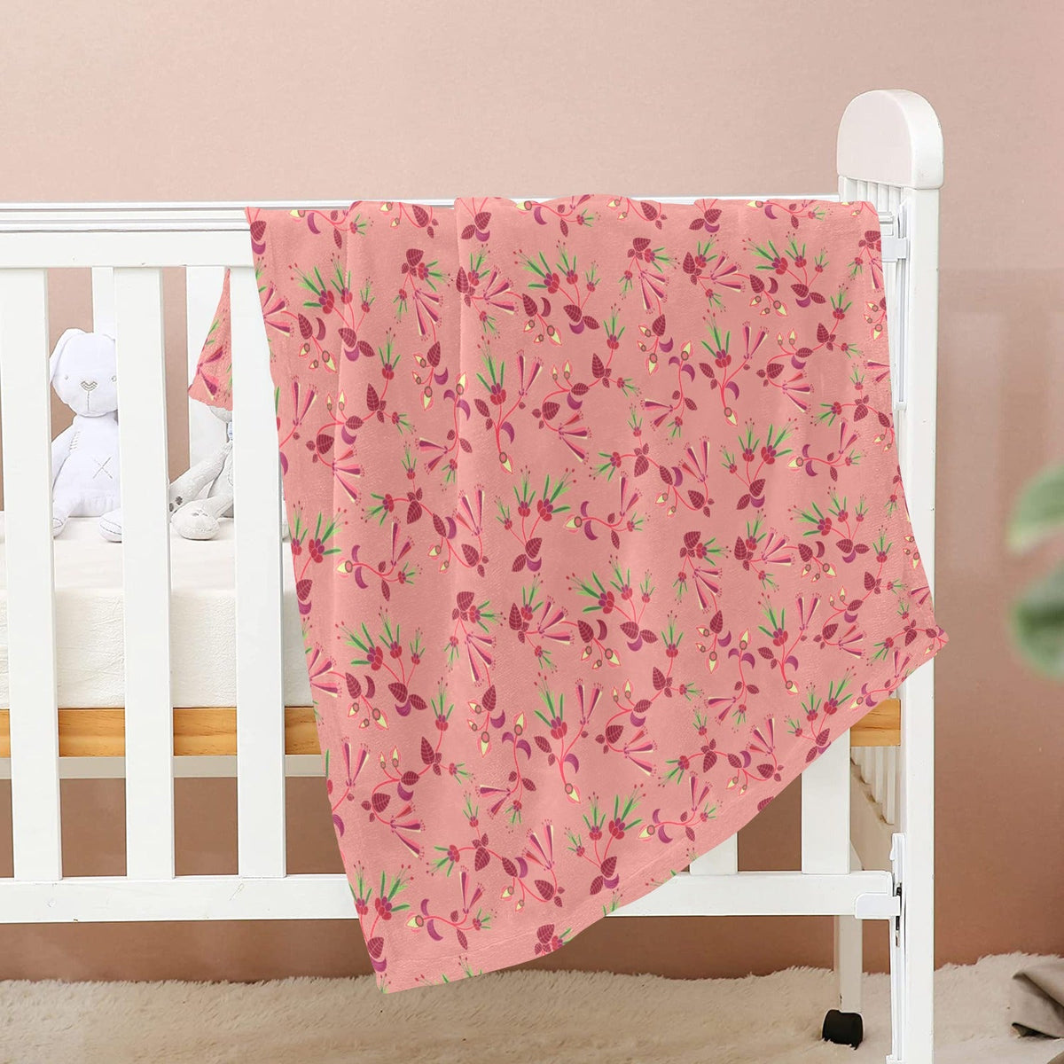 Swift Floral Peach Rouge Remix Large Baby Blanket by 49 Dzine (image 2)