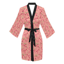 Load image into Gallery viewer, Swift Floral Peach Rouge Remix Long Sleeve Kimono Robe Long Sleeve Kimono Robe e-joyer 
