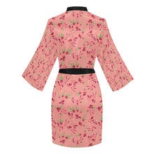 Load image into Gallery viewer, Swift Floral Peach Rouge Remix Long Sleeve Kimono Robe Long Sleeve Kimono Robe e-joyer 
