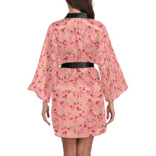 Load image into Gallery viewer, Swift Floral Peach Rouge Remix Long Sleeve Kimono Robe Long Sleeve Kimono Robe e-joyer 
