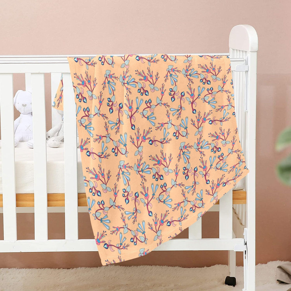 Swift Floral Peach Small Baby Blanket by 49 Dzine (image 2)